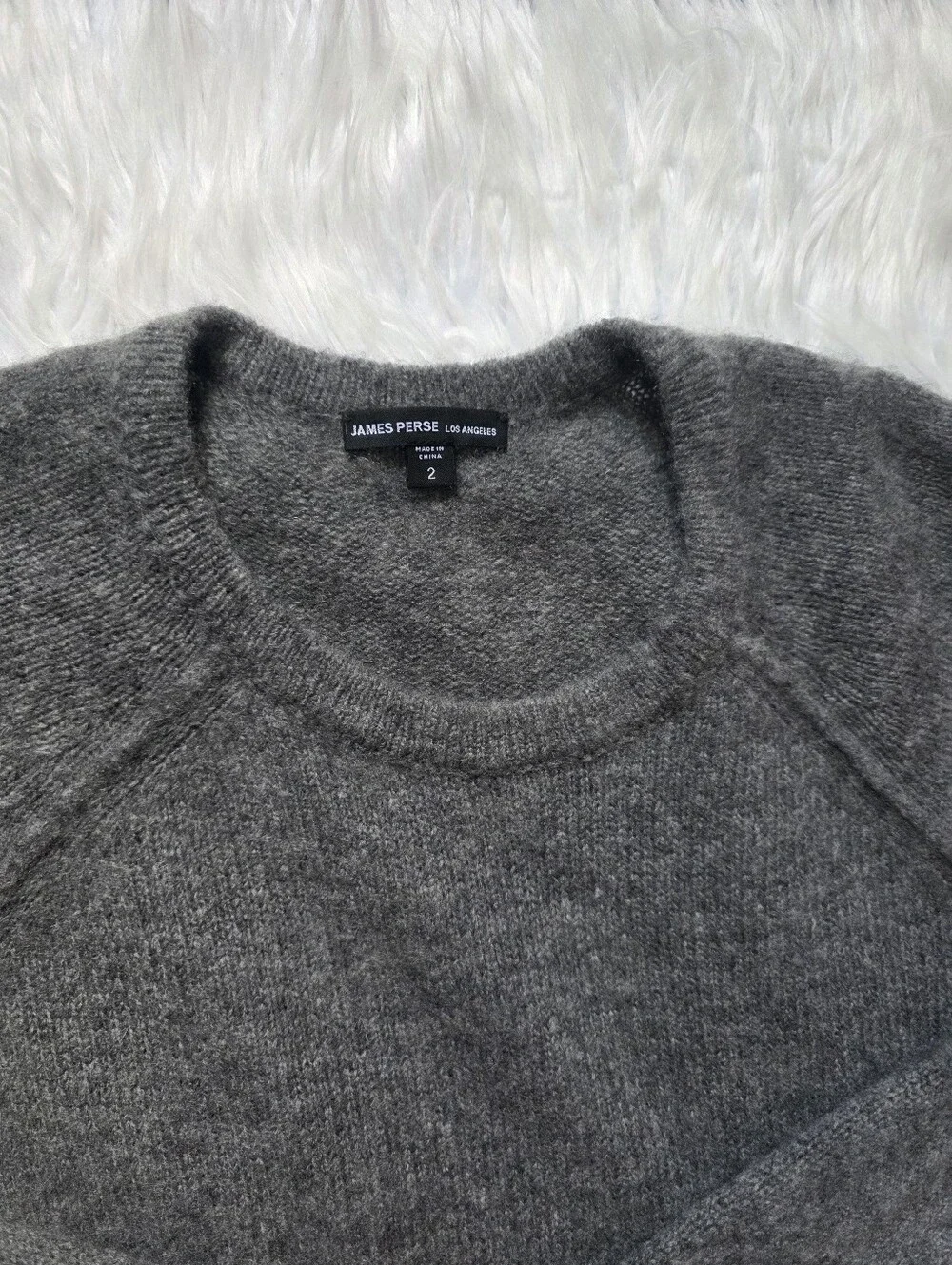 James Perse Gray Crewneck Sweater - Soft Heather Charcoal Size 2